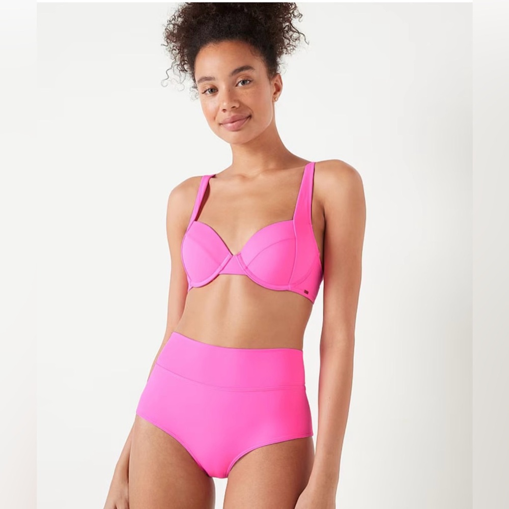 NWOT Victoria’s Secret Pink Radiant Rose High Waisted Bikini Bottom Size Medium